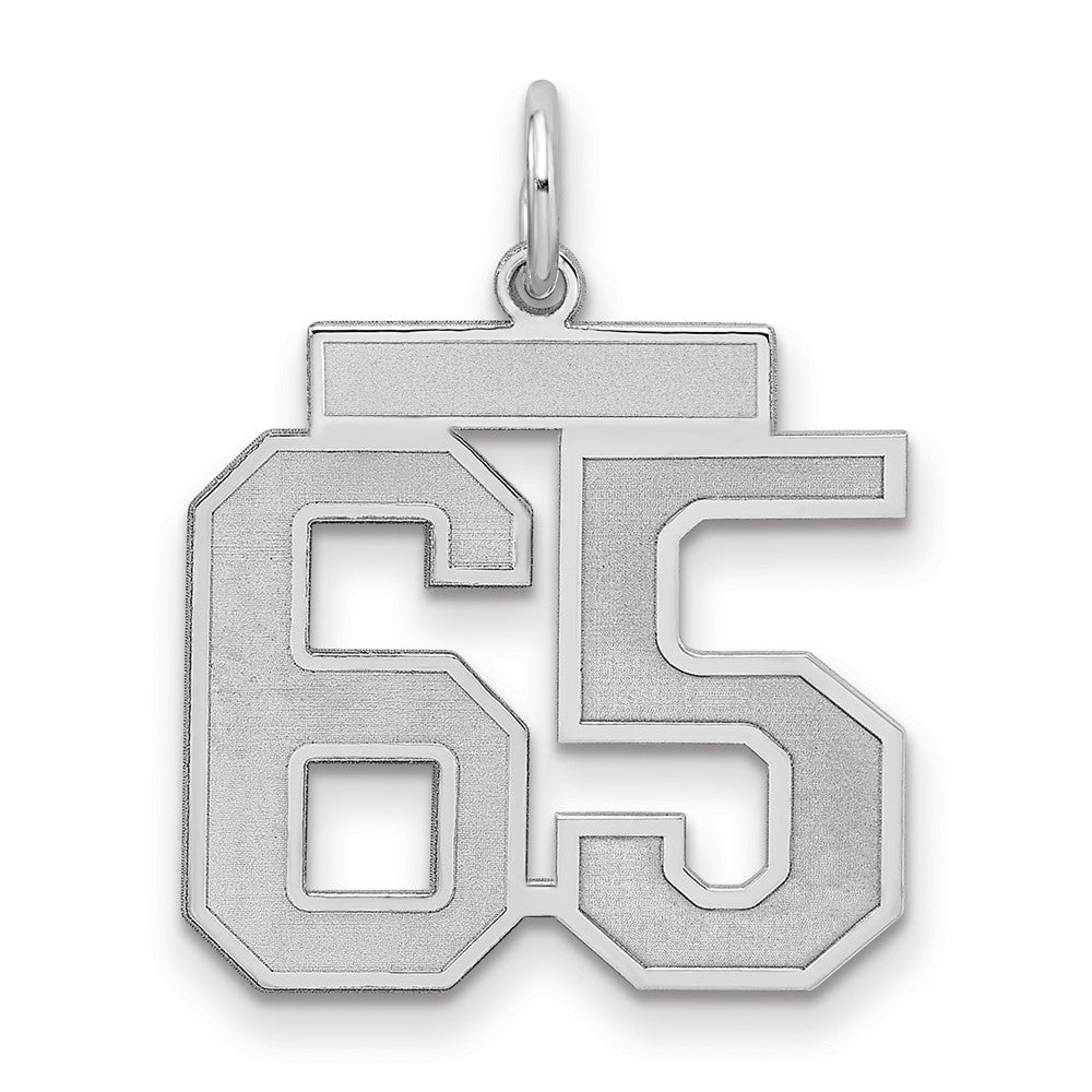 Sterling Silver/Rhodium-plated Satin Number 65 Charm - 2