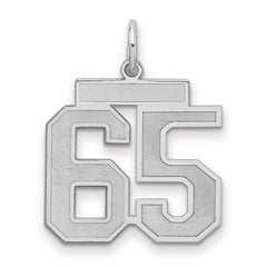 Sterling Silver/Rhodium-plated Satin Number 65 Charm - 2