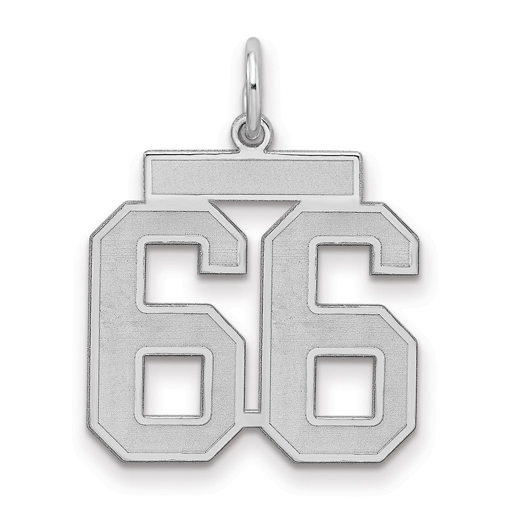 Sterling Silver/Rhodium-plated Satin Number 66 Charm - 3