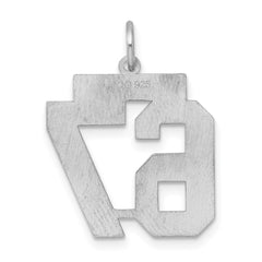 Sterling Silver/Rhodium-plated Satin Number 67 Charm - 3