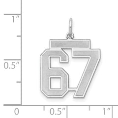 Sterling Silver/Rhodium-plated Satin Number 67 Charm - 3