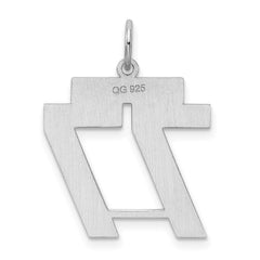 Sterling Silver/Rhodium-plated Satin Number 77 Charm - 2