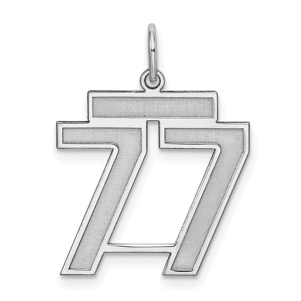 Sterling Silver/Rhodium-plated Satin Number 77 Charm - 2