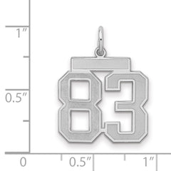 Sterling Silver/Rhodium-plated Satin Number 83 Charm - 2
