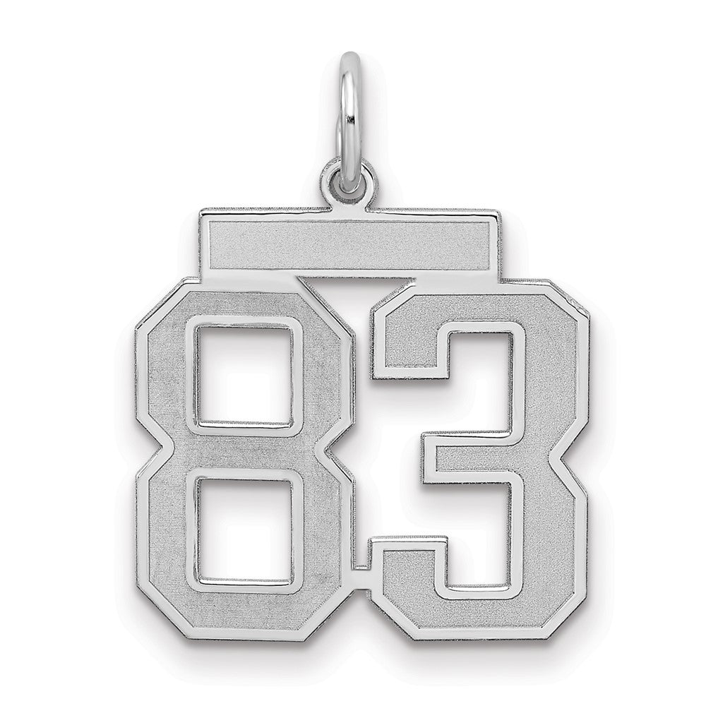 Sterling Silver/Rhodium-plated Satin Number 83 Charm - 2