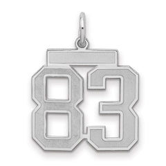 Sterling Silver/Rhodium-plated Satin Number 83 Charm - 2