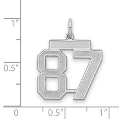 Sterling Silver/Rhodium-plated Satin Number 87 Charm - 2