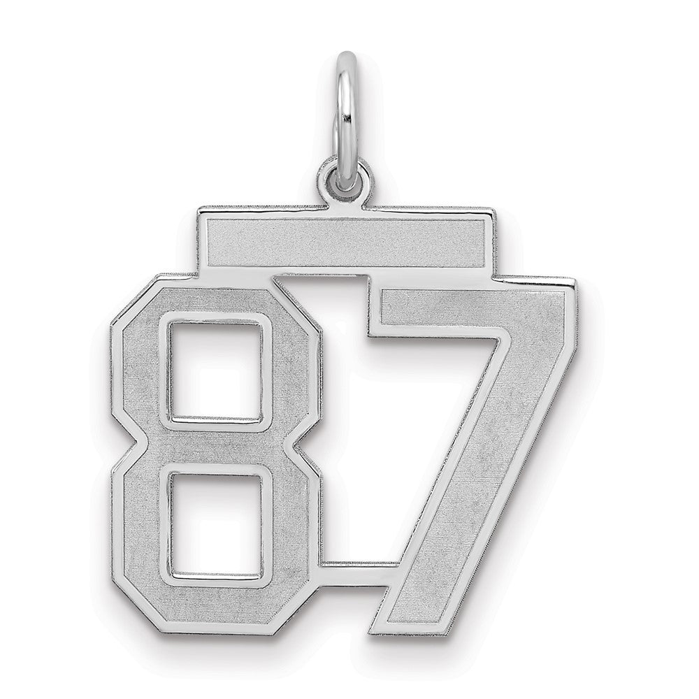 Sterling Silver/Rhodium-plated Satin Number 87 Charm - 2