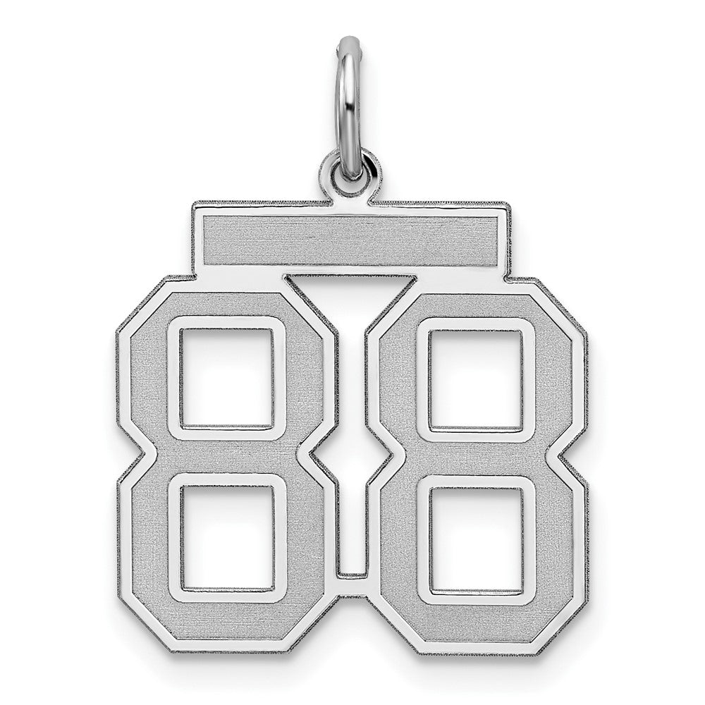 Sterling Silver/Rhodium-plated Satin Number 88 Charm - 3