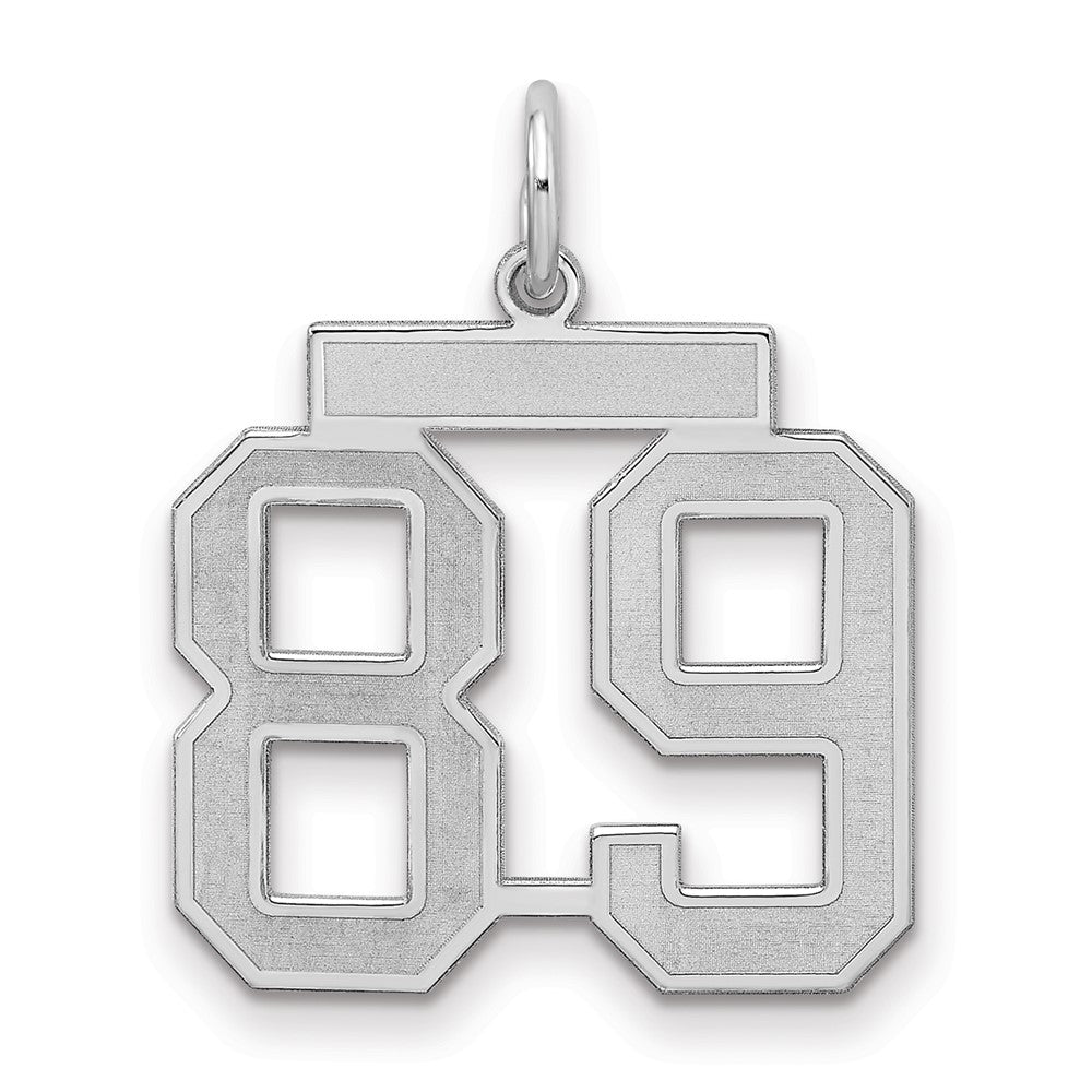 Sterling Silver/Rhodium-plated Satin Number 89 Charm - 2