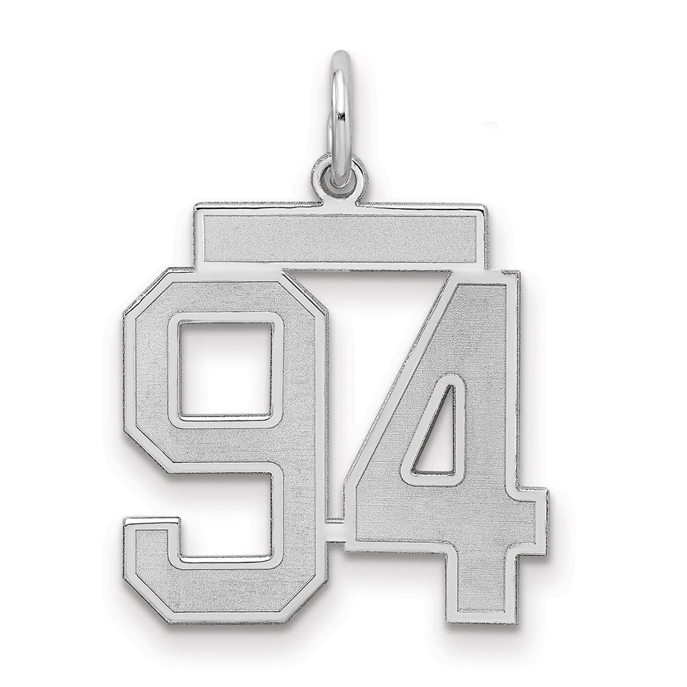 Sterling Silver/Rhodium-plated Satin Number 94 Charm - 2