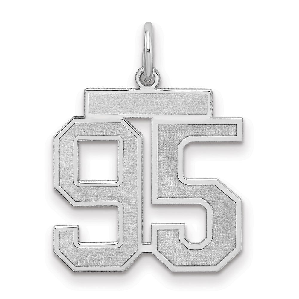 Sterling Silver/Rhodium-plated Satin Number 95 Charm - 4