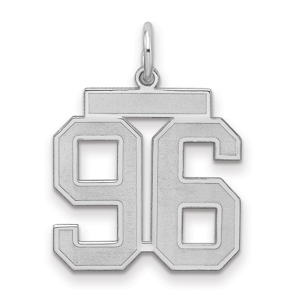 Sterling Silver/Rhodium-plated Satin Number 96 Charm - 2