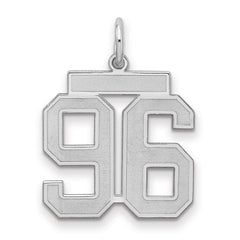 Sterling Silver/Rhodium-plated Satin Number 96 Charm - 2