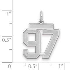 Sterling Silver/Rhodium-plated Satin Number 97 Charm - 4