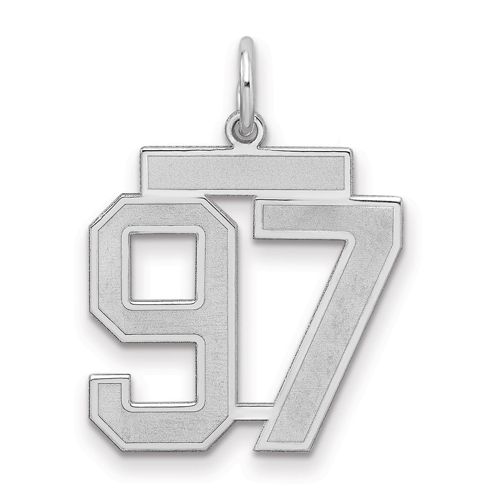 Sterling Silver/Rhodium-plated Satin Number 97 Charm - 4