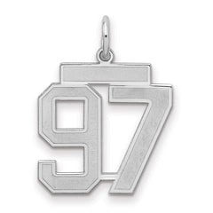 Sterling Silver/Rhodium-plated Satin Number 97 Charm - 4