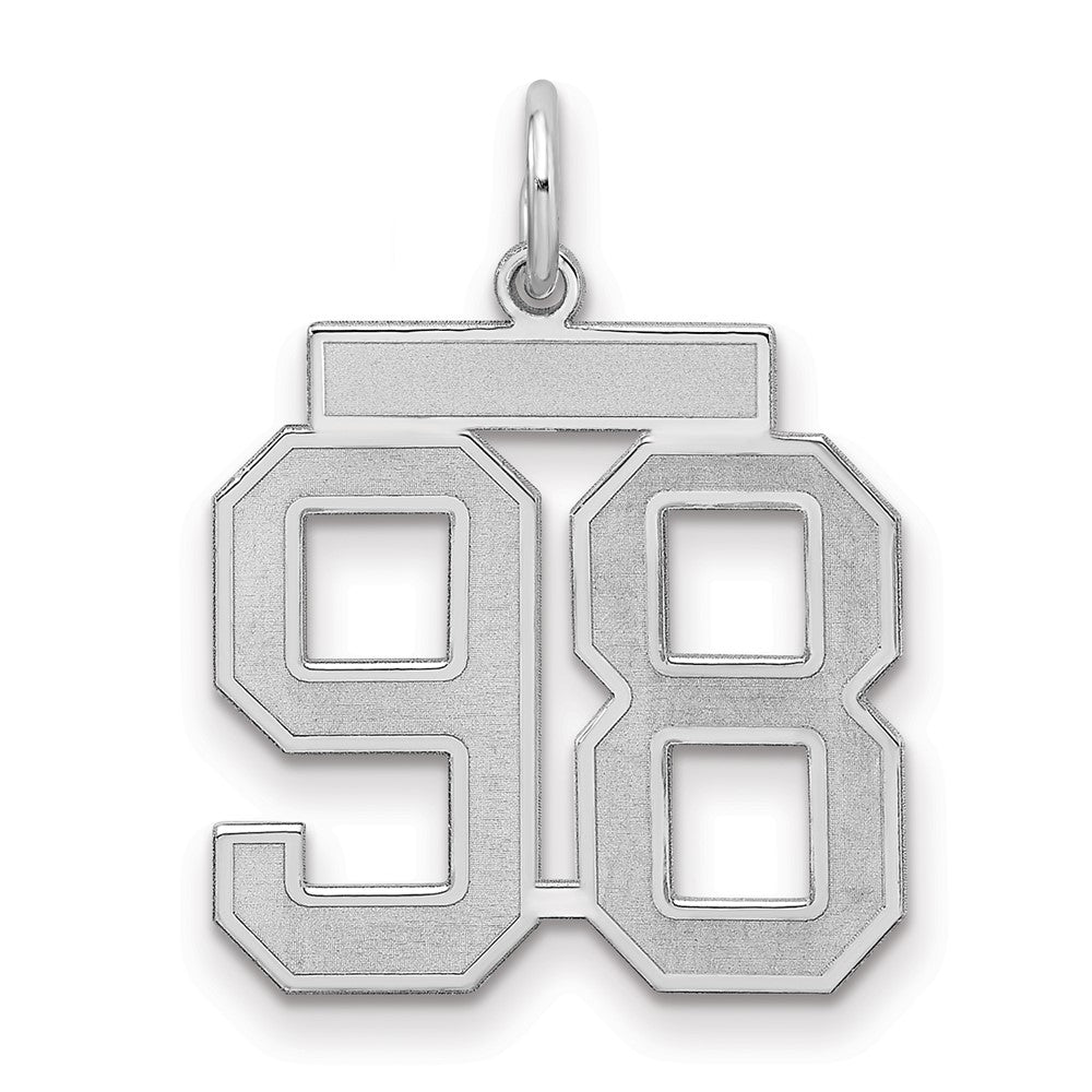 Sterling Silver/Rhodium-plated Satin Number 98 Charm - 2