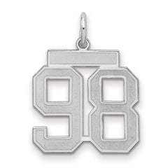 Sterling Silver/Rhodium-plated Satin Number 98 Charm - 2