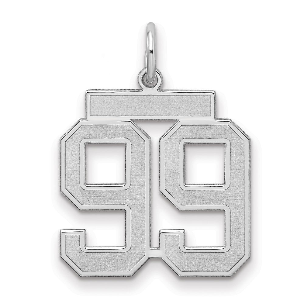 Sterling Silver/Rhodium-plated Satin Number 99 Charm - 3