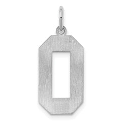 Sterling Silver/Rhodium-plated Satin Number 0 Charm - 2