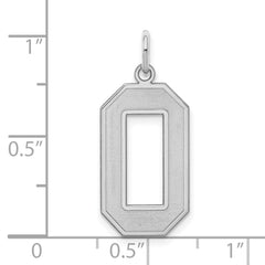 Sterling Silver/Rhodium-plated Satin Number 0 Charm - 2