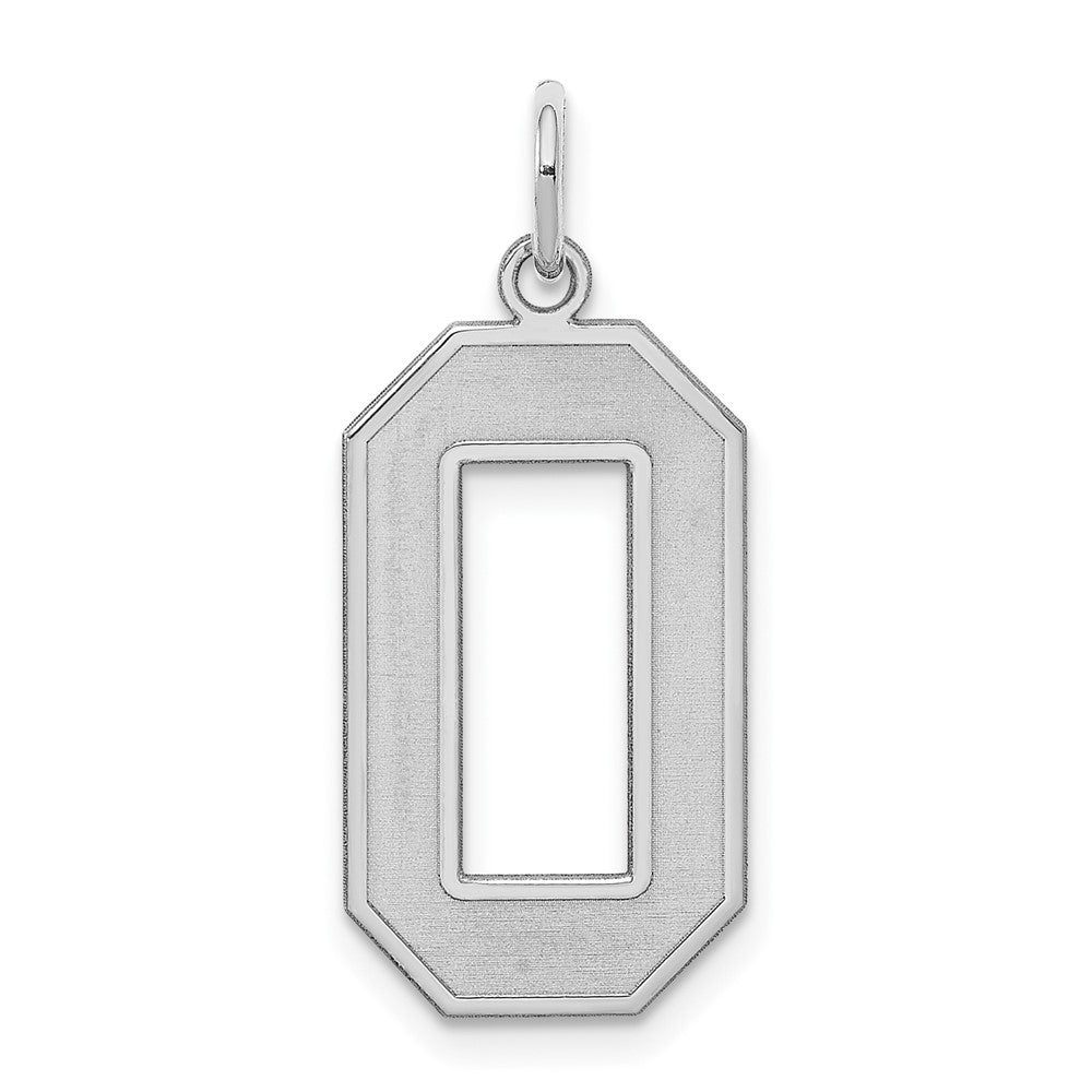 Sterling Silver/Rhodium-plated Satin Number 0 Charm - 2