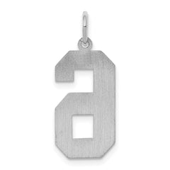 Sterling Silver/Rhodium-plated Satin Number 6 Charm - 4