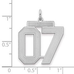Sterling Silver Rhodium-plated Large Satin Number 7 W/Top