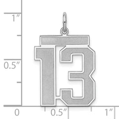 Sterling Silver/Rhodium-plated Satin Number 13 Charm - 3