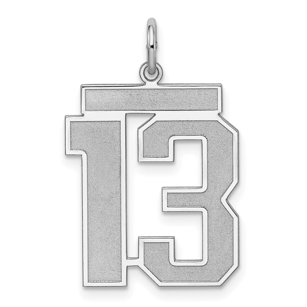 Sterling Silver/Rhodium-plated Satin Number 13 Charm - 3