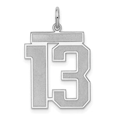 Sterling Silver/Rhodium-plated Satin Number 13 Charm - 3