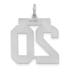 Sterling Silver/Rhodium-plated Satin Number 20 Charm - 4