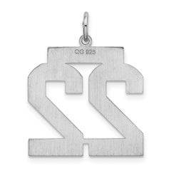 Sterling Silver/Rhodium-plated Satin Number 22 Charm - 4