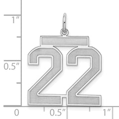 Sterling Silver/Rhodium-plated Satin Number 22 Charm - 4