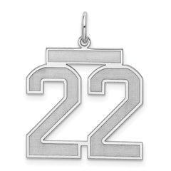 Sterling Silver/Rhodium-plated Satin Number 22 Charm - 4