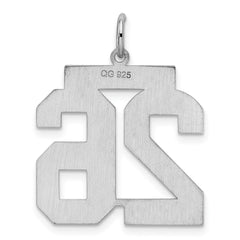 Sterling Silver/Rhodium-plated Satin Number 26 Charm - 2