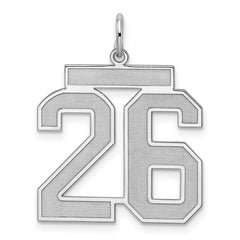 Sterling Silver/Rhodium-plated Satin Number 26 Charm - 2