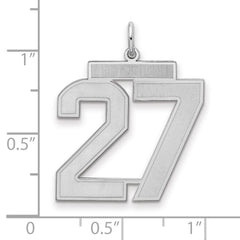 Sterling Silver/Rhodium-plated Satin Number 27 Charm - 4