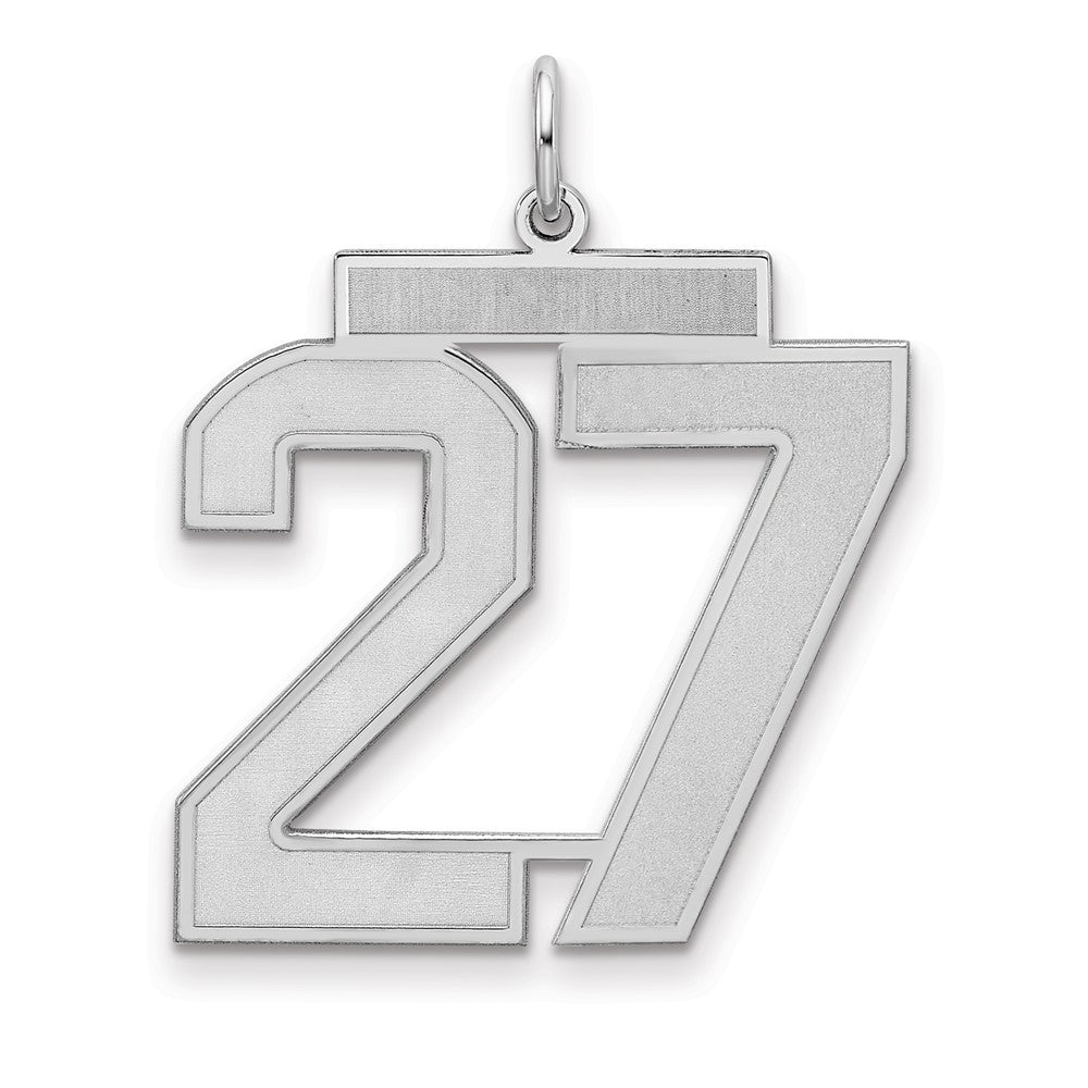 Sterling Silver/Rhodium-plated Satin Number 27 Charm - 4