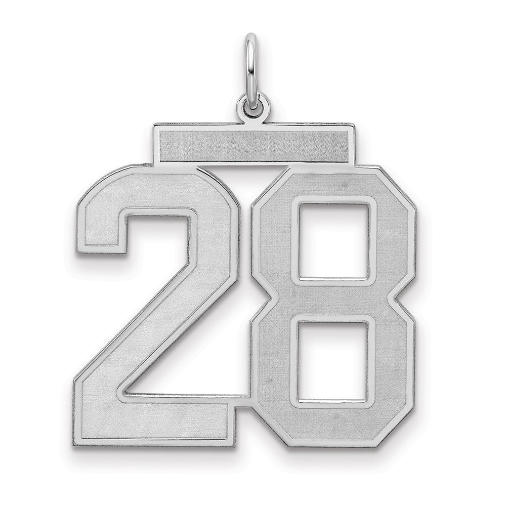 Sterling Silver/Rhodium-plated Satin Number 28 Charm - 2