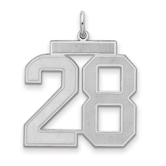 Sterling Silver/Rhodium-plated Satin Number 28 Charm - 2
