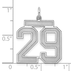 Sterling Silver/Rhodium-plated Satin Number 29 Charm - 4