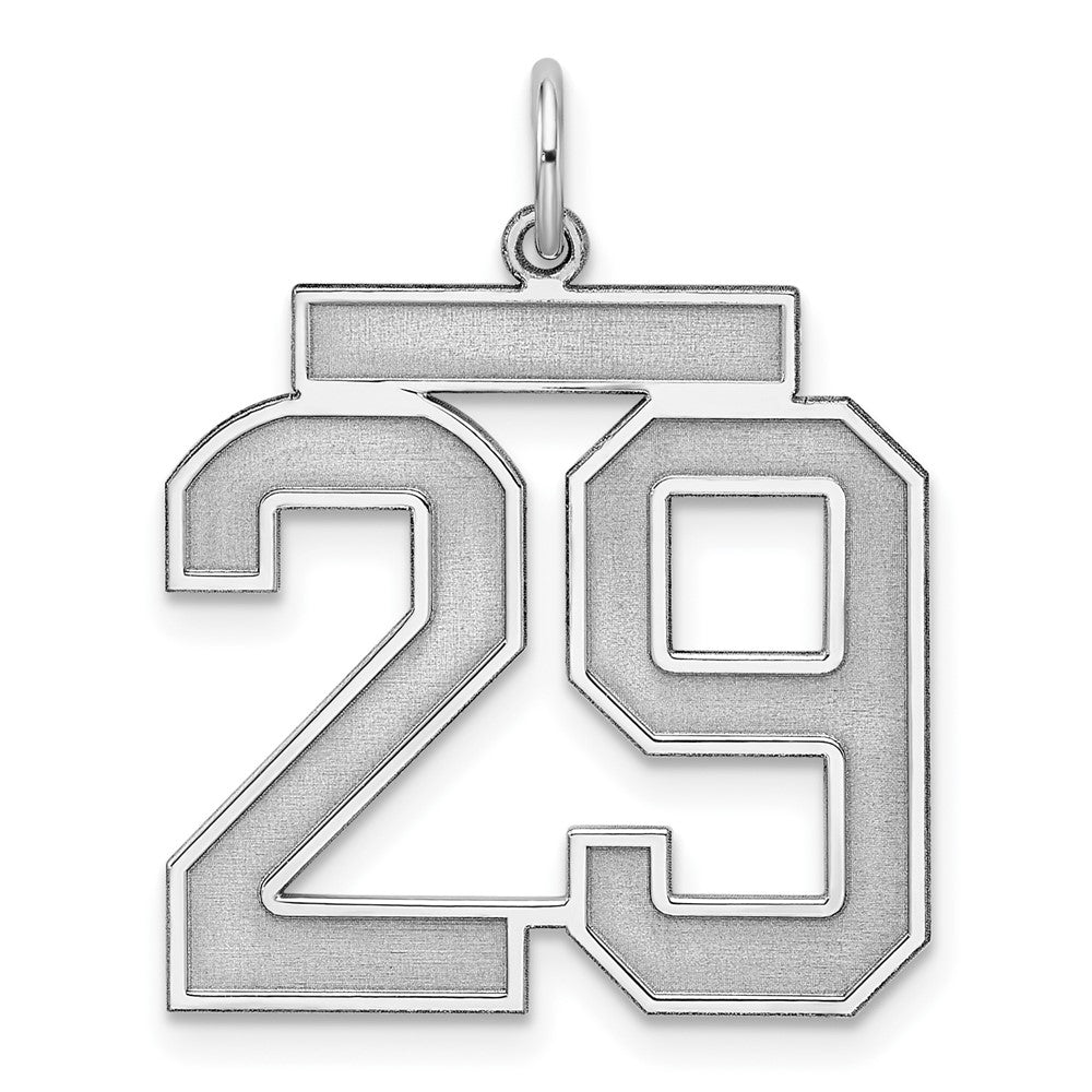 Sterling Silver/Rhodium-plated Satin Number 29 Charm - 4