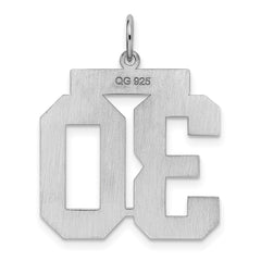 Sterling Silver/Rhodium-plated Satin Number 30 Charm - 4