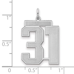 Sterling Silver/Rhodium-plated Satin Number 31 Charm - 3
