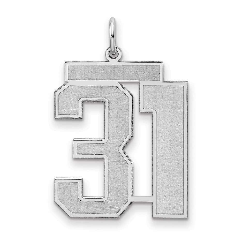Sterling Silver/Rhodium-plated Satin Number 31 Charm - 3