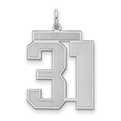 Sterling Silver/Rhodium-plated Satin Number 31 Charm - 3
