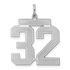 Sterling Silver/Rhodium-plated Satin Number 32 Charm - 4