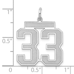 Sterling Silver/Rhodium-plated Satin Number 33 Charm - 2